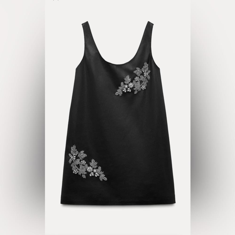 FAUX LEATHER BEADED DRESS ZW COLLECTION